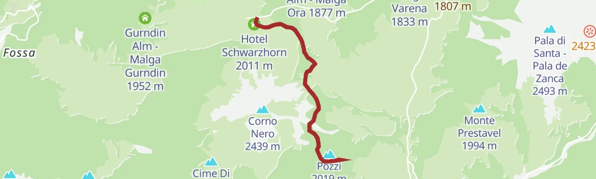 Route map: Oclini - Baita Pozzi